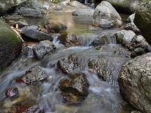 Bild eines fließenden Gebirgsbaches der Steine umspült, Fasten nach Buchinger, Online-Fasten, Intervallfasten