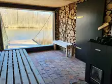 Gemütlicher Saunabereich mit Aussicht ins Grüne in der Fleether Mühle, Fasten nach Buchinger