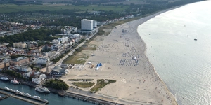 Vogelperspektive Blick auf den Strand in Warnemünde, Fasten nach Buchinger im Hotel Godewind